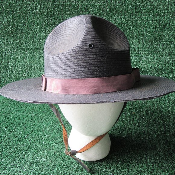 Vintage Stratton Campaign Style Straw State Trooper Police Military Hat - Picture 1 of 9